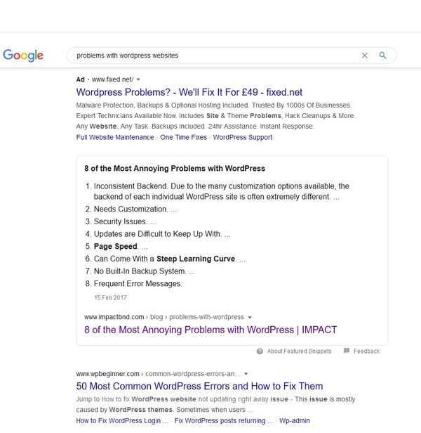 problems with wordpress websites - Google Search